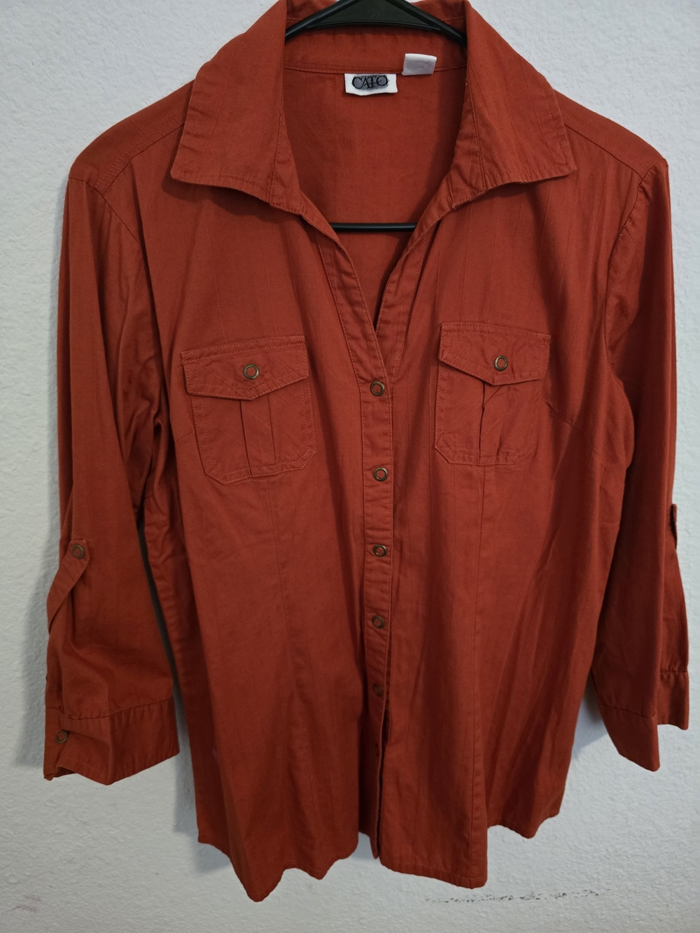 Cato Rust Button-Front Shirt - Picture 2 of 3